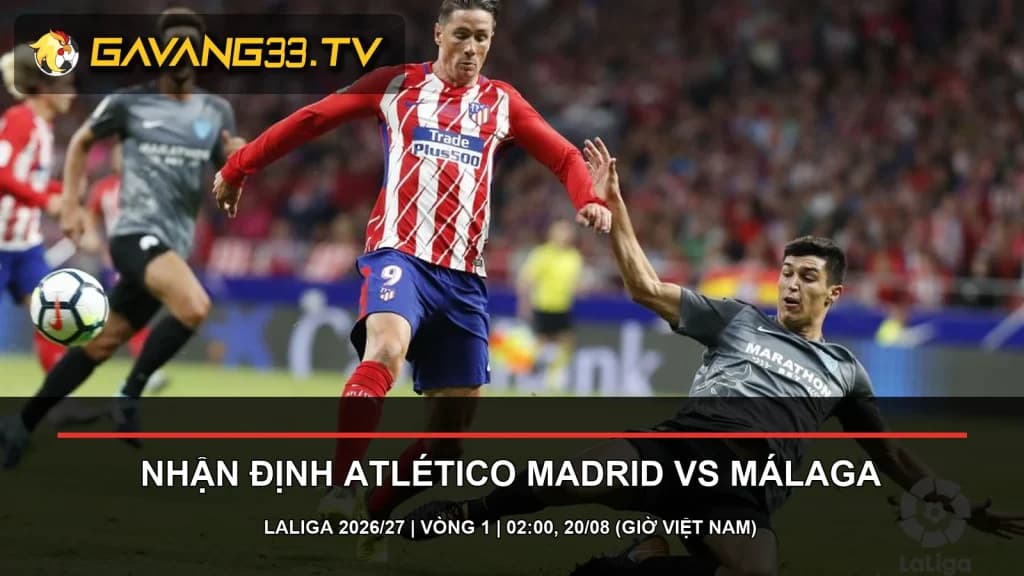 Pha tranh bóng giữa cầu thủ Atlético Madrid và Málaga ở lần đối đầu lượt đi năm 2017