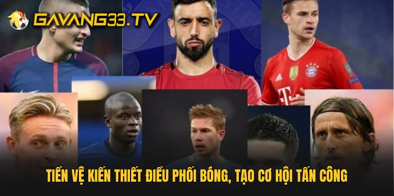Tiền vệ kiến thiết điều phối bóng, tạo cơ hội tấn công