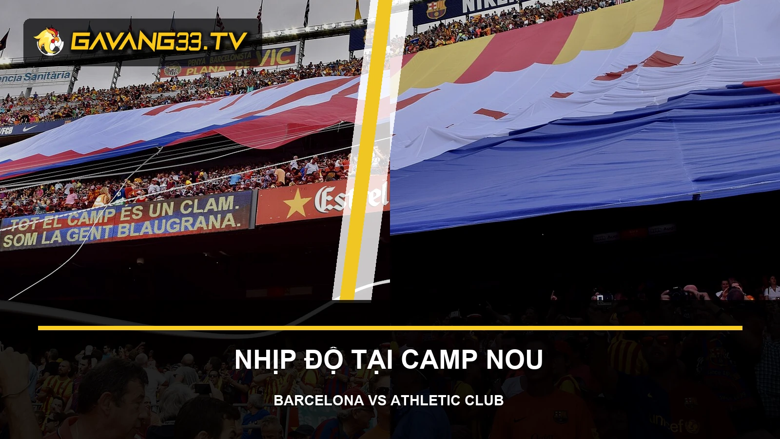 Tư liệu Barcelona và Athletic Club trước trận La Liga, có logo và tiêu đề bài nhận định